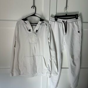 UNRL Matching White Men's Hoodie Jogger set